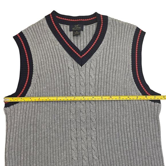Brooks Brothers 346 M Sweater Vest | Gray Supima Cotton, V-Neck Knit Sleeveless - Picture 5 of 6